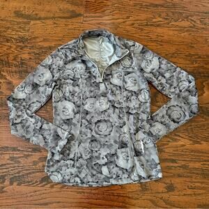 Marika Dry-Wik 1/4 Zip Activewear Pullover in Grey Floral Size Medium